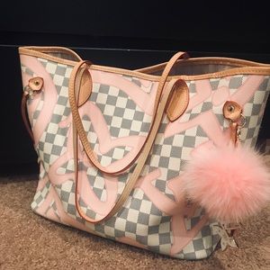 Pink Leather Trim Tote